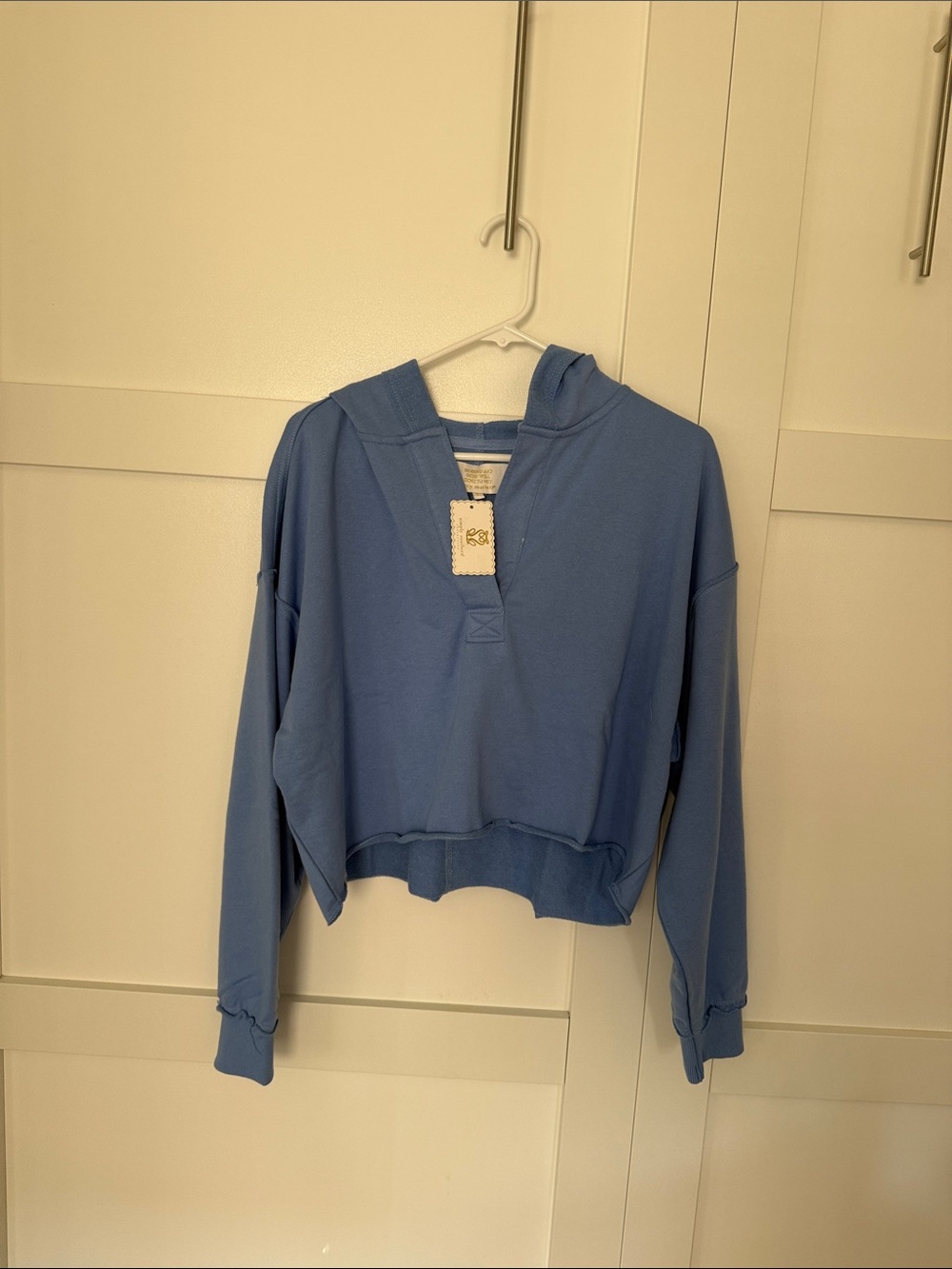 Simply Southern Light Blue Cropped Hooded Sweatshirt